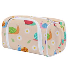 Seamless Pattern Cute Snail With Flower Leaf Toiletries Pouch