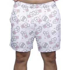 Cute Pattern With Easter Bunny Egg Men s Shorts by Simbadda