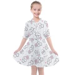 Cute Pattern With Easter Bunny Egg Kids  All Frills Chiffon Dress by Simbadda