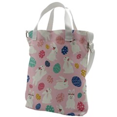 Cute Bunnies Easter Eggs Seamless Pattern Canvas Messenger Bag by Simbadda