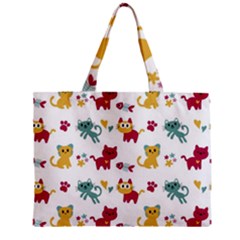 Pattern With Cute Cats Zipper Mini Tote Bag by Simbadda