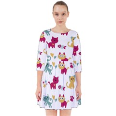 Pattern With Cute Cats Smock Dress