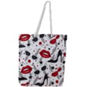 Red Lips Black Heels Pattern Full Print Rope Handle Tote (Large) View1