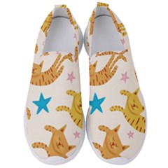 Cute Cats Seamless Pattern With Stars Funny Drawing Kittens Men s Slip On Sneakers by Simbadda