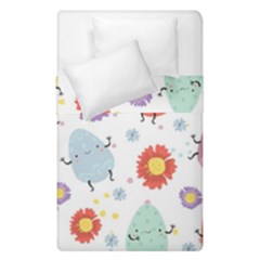 Easter Seamless Pattern With Cute Eggs Flowers Duvet Cover Double Side (single Size) by Simbadda