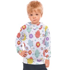 Easter Seamless Pattern With Cute Eggs Flowers Kids  Hooded Pullover by Simbadda