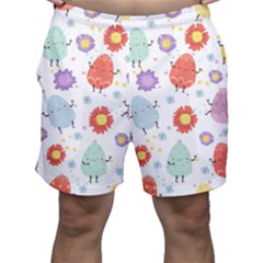 Easter Seamless Pattern With Cute Eggs Flowers Men s Shorts by Simbadda
