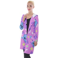 Seamless Pattern With Cute Kawaii Kittens Hooded Pocket Cardigan by Simbadda