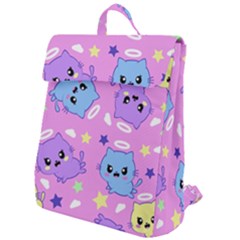 Seamless Pattern With Cute Kawaii Kittens Flap Top Backpack by Simbadda