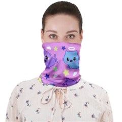 Seamless Pattern With Cute Kawaii Kittens Face Covering Bandana (adult)