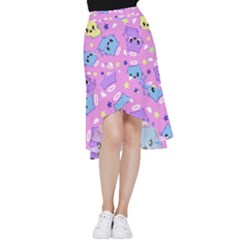 Seamless Pattern With Cute Kawaii Kittens Frill Hi Low Chiffon Skirt by Simbadda