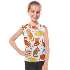 Seamless Pattern With Kittens White Background Kids  Mesh Tank Top by Simbadda