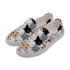 Cute Cat Kitten Cartoon Doodle Seamless Pattern Women s Canvas Slip Ons