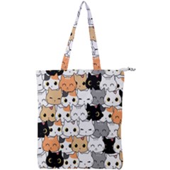 Cute Cat Kitten Cartoon doodle Seamless Pattern Double Zip Up Tote Bag