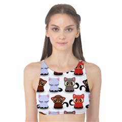 Seamless Pattern With Cute Little Kittens Various Color Tank Bikini Top by Simbadda