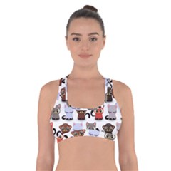 Seamless Pattern With Cute Little Kittens Various Color Cross Back Sports Bra by Simbadda