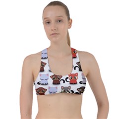 Seamless Pattern With Cute Little Kittens Various Color Criss Cross Racerback Sports Bra by Simbadda