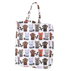 Seamless Pattern With Cute Little Kittens Various Color Giant Grocery Tote by Simbadda