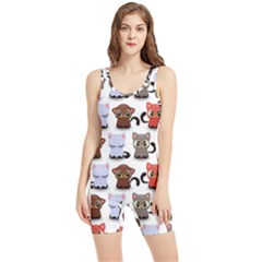 Seamless Pattern With Cute Little Kittens Various Color Women s Wrestling Singlet by Simbadda