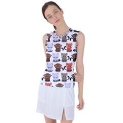 Seamless Pattern With Cute Little Kittens Various Color Women s Sleeveless Sports Top by Simbadda