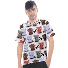 Seamless Pattern With Cute Little Kittens Various Color Men s Sport Top by Simbadda