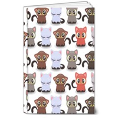 Seamless Pattern With Cute Little Kittens Various Color 8  X 10  Hardcover Notebook by Simbadda