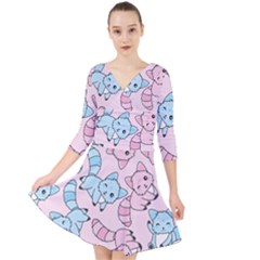 Children Pattern Design Quarter Sleeve Front Wrap Dress by Simbadda