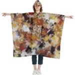 Brown and Yellow Paint Splatter Women s Hooded Rain Ponchos