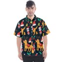 Funny Christmas Pattern Background Men s Short Sleeve Shirt View1