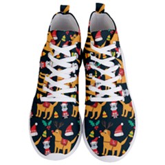 Funny Christmas Pattern Background Men s Lightweight High Top Sneakers by Simbadda