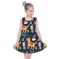 Funny Christmas Pattern Background Kids  Summer Dress by Simbadda