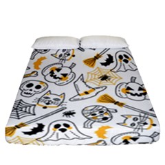 Funny Hand Drawn Halloween Pattern Fitted Sheet (california King Size) by Simbadda