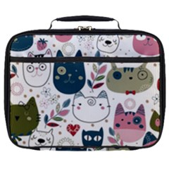 Pattern With Cute Cat Heads Full Print Lunch Bag by Simbadda