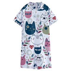 Pattern With Cute Cat Heads Kids  Boyleg Half Suit Swimwear by Simbadda
