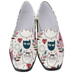 Pattern With Cute Cat Heads Women s Classic Loafer Heels by Simbadda