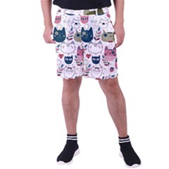 Pattern With Cute Cat Heads Men s Pocket Shorts by Simbadda