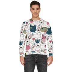 Pattern With Cute Cat Heads Men s Fleece Sweatshirt by Simbadda