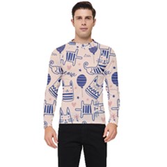 Cute Cats Doodle Seamless Pattern With Funny Characters Men s Long Sleeve Rash Guard