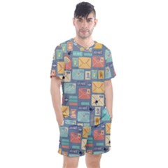 Pattern Postal Stationery Men s Mesh Tee And Shorts Set