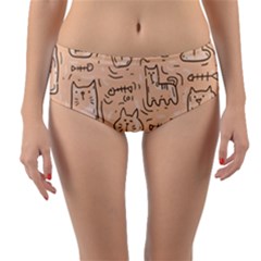 Cat Background Reversible Mid-waist Bikini Bottoms by Simbadda