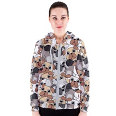 Many Dogs Pattern Women s Zipper Hoodie by Simbadda