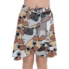 Many Dogs Pattern Chiffon Wrap Front Skirt