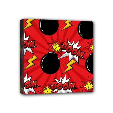 Pop Art Comic Pattern Bomb Boom Explosion Background Mini Canvas 4  X 4  (stretched) by Simbadda