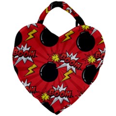 Pop Art Comic Pattern Bomb Boom Explosion Background Giant Heart Shaped Tote by Simbadda