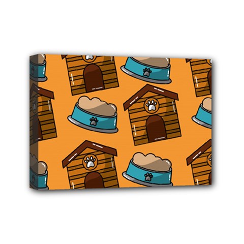 Pet House Bowl Food Seamless Pattern Mini Canvas 7  X 5  (stretched) by Simbadda