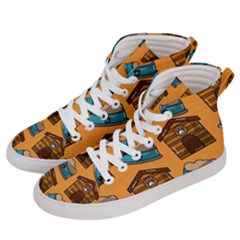 Pet House Bowl Food Seamless Pattern Women s Hi-top Skate Sneakers by Simbadda