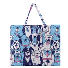 Dogs Seamless Pattern Zipper Large Tote Bag by Simbadda