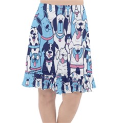 Dogs Seamless Pattern Fishtail Chiffon Skirt by Simbadda