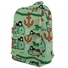 Seamless Pattern Fishes Pirates Cartoon Classic Backpack by Simbadda