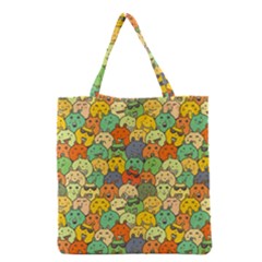 Seamless Pattern With Doodle Bunny Grocery Tote Bag by Simbadda